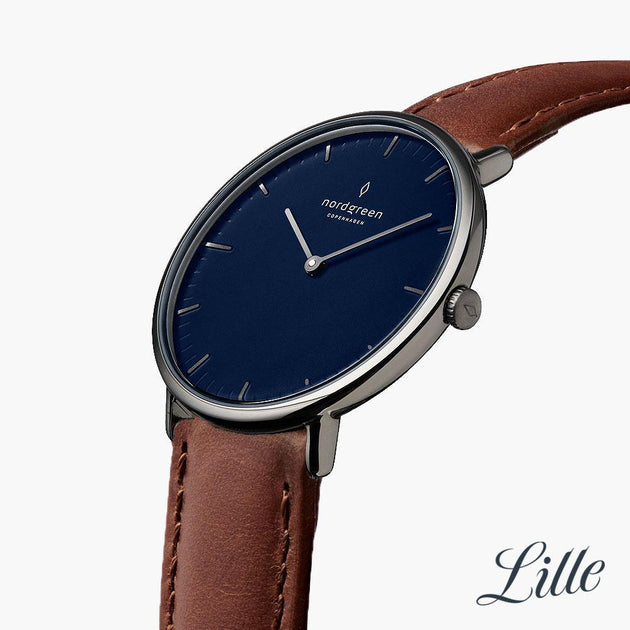 Native | Navy Dial - Brown Leather Watch Strap