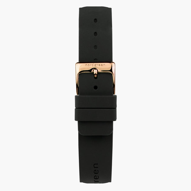 Bracelet de Montre Caoutchouc Noir - Or Rose - 40mm/42mm