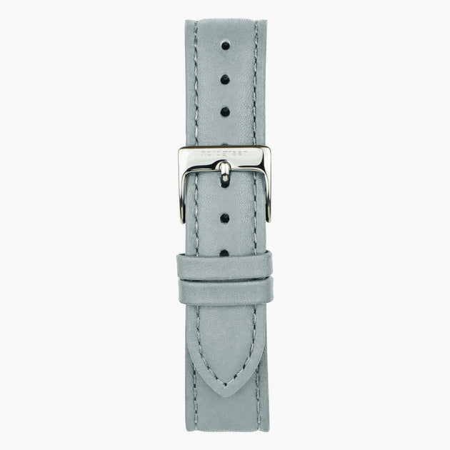 Bracelet de Montre Cuir Végétalien Gris Colombe - Argent - 32mm