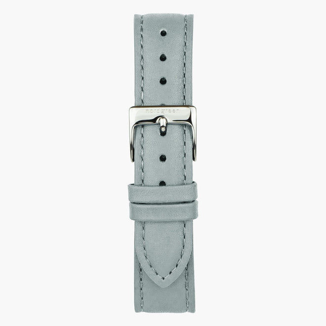 Bracelet de Montre Cuir Végétalien Gris Colombe - Argent - 32mm