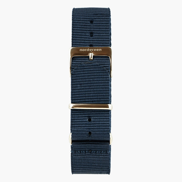 Bracelet de Montre Nato Bleu Marine - Or - 40mm/42mm