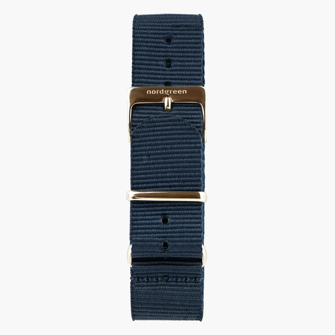 Bracelet de Montre Nato Bleu Marine - Or - 40mm/42mm