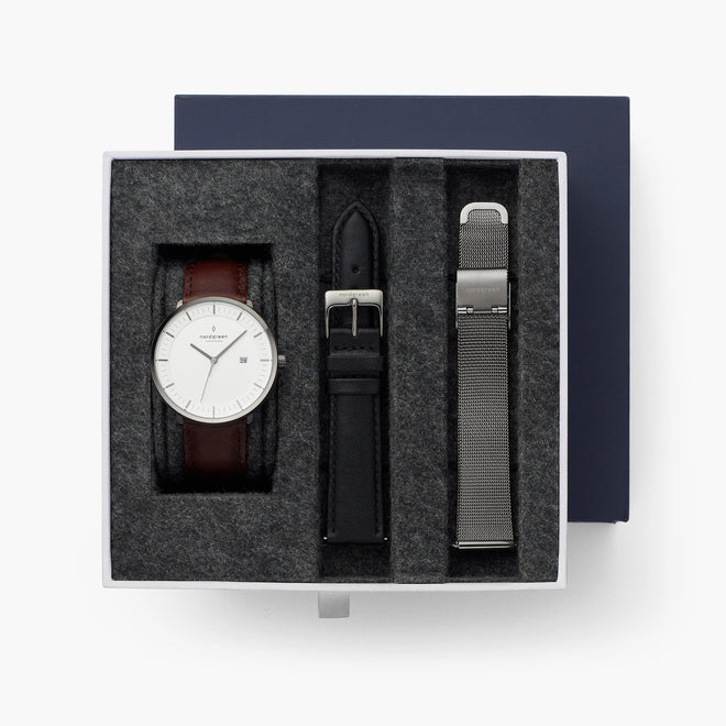 Philosopher - L’offre Groupée Cadran Blanc Bronze | Marron / Noir / Bracelets Mailles