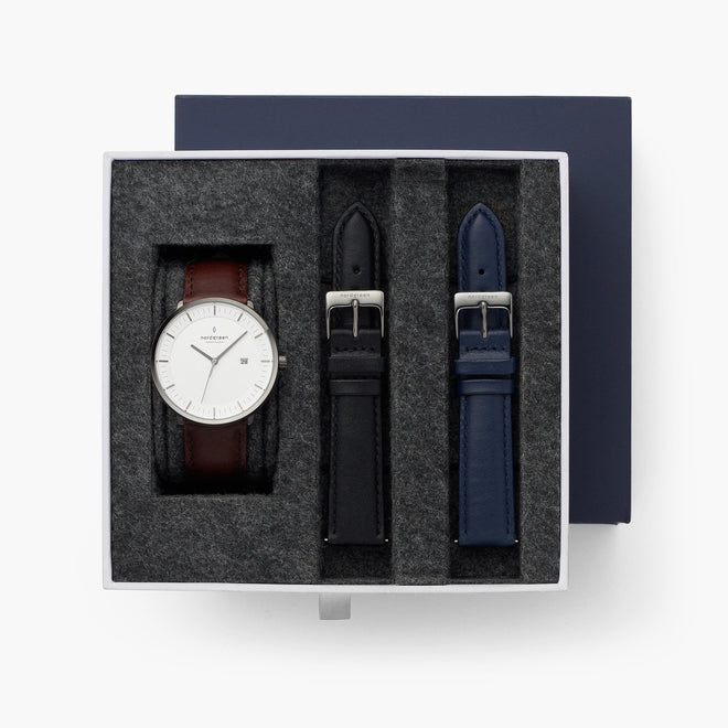 Philosopher - L’offre Groupée Cadran Blanc Bronze | Marron / Noir / Bleu Marine Bracelets